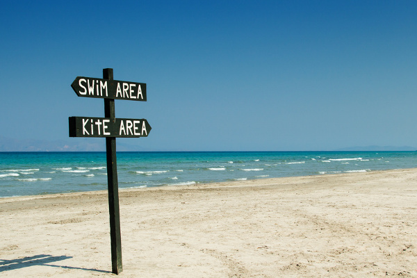 Kohilari Beach auf Kos mit Kite Area und Bereich für Schwimmer